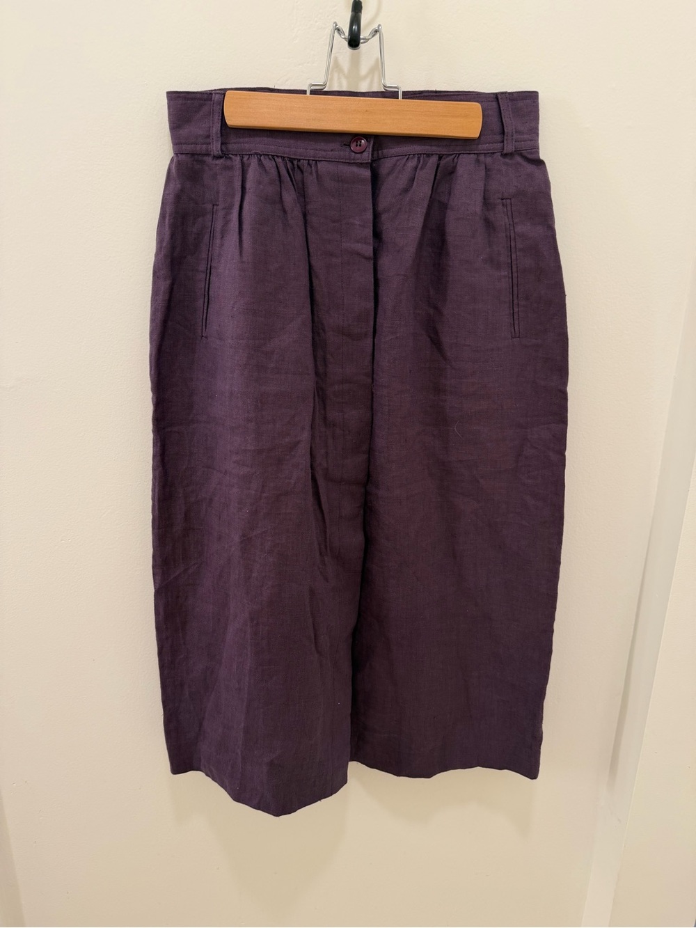 Diane von Furstenberg vintage Purple Linen Midi Skirt